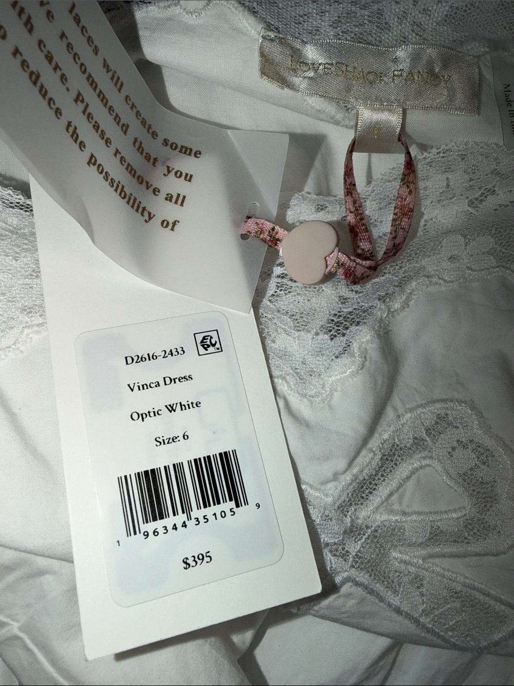 LoveShackFancy White Lace-Trim Vinca Midi Dress NWT - Picture 9 of 9